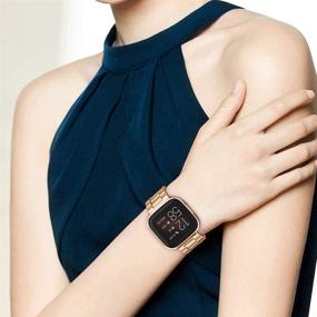 img 3 attached to 🌹 Stylish and Durable Liwin Metal Band for Fitbit Versa 2/Versa/Versa Lite - Rose Gold Stainless Steel Bracelet Wrist Bands for Men and Women