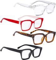 👓 women's oversized reading glasses set - 4 pack of fashionable eyewear for trendsetters logo