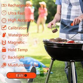 img 2 attached to 🌡️ Waterproof Digital Meat Thermometer for Cooking - Instant Read Food Thermometer with Backlit, Motion Sensing, Magnet, and Foldable Probe - Ideal for Kitchen Grill, Smoker, Oven, Candy - by Tuosake