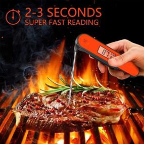 img 1 attached to 🌡️ Waterproof Digital Meat Thermometer for Cooking - Instant Read Food Thermometer with Backlit, Motion Sensing, Magnet, and Foldable Probe - Ideal for Kitchen Grill, Smoker, Oven, Candy - by Tuosake