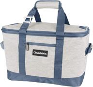 🧊 clevermade collapsible cooler bag: insulated leakproof 50 can soft sided portable cooler - ideal for lunch, grocery shopping, camping, and road trips - light grey/denim логотип