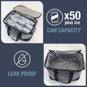 img 2 attached to 🧊 CleverMade Collapsible Cooler Bag: Insulated Leakproof 50 Can Soft Sided Portable Cooler - Ideal for Lunch, Grocery Shopping, Camping, and Road Trips - Light Grey/Denim