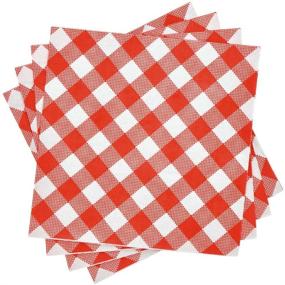 img 2 attached to 🔴 2 Packs of Red and White Gingham Luncheon Napkins - 40 Total 2-Ply Napkins!