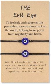 img 4 attached to 👁️ 2Pcs Evil Eye Bracelet for Women Teens Girls Boys Couples - Adjustable Kabbalah Rope Bracelet with Waterproof Lucky Protection, Wish Card, Red/Black String - Ideal for Family, Lover, Mother, Daughter, Friendship Gifts