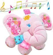 musical bedtime elephant stuffed animals for kids and toddlers - plush baby infants toys for strollers, cribs, and bedding in pink logo