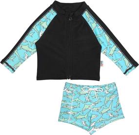 img 3 attached to SwimZip Kid Long Sleeve Rash Guard + Euro Shorties Set with UPF 50+ (Multiple Colors)