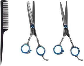 img 4 attached to Professional Hair Cutting Scissors Barber Shears Set with Hair Thinning Kit – Complete with Black Storage Case