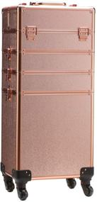 img 4 attached to 🌹 Rose Gold Rolling Train Case: 5-in-1 Portable Makeup Organizer for Professionals & Travelers