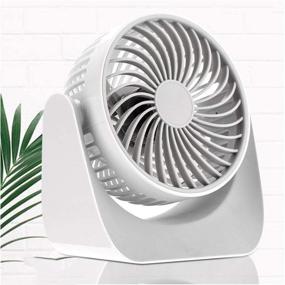 img 4 attached to Jaxbo USB Fan Desk Fan: Small & Portable with 360° Rotation, USB or Battery Operated, Rechargeable for Outdoor, Room, Camping, Office, Travel - 7 inch (White)