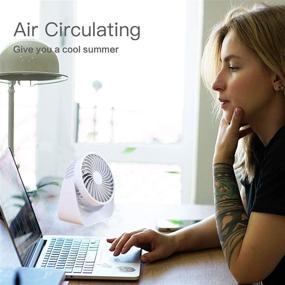 img 3 attached to Jaxbo USB Fan Desk Fan: Small & Portable with 360° Rotation, USB or Battery Operated, Rechargeable for Outdoor, Room, Camping, Office, Travel - 7 inch (White)