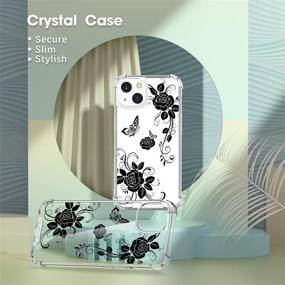 img 1 attached to 📱 Cutebe Cute Clear Crystal Case for iPhone 13 6.1 inch 2021 Released, Shockproof Series Hard PC+ TPU Bumper Yellow-Resistant Protective Cover with Floral Designs for Women, Girls - Black