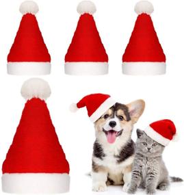 img 4 attached to 🐶 Adorable 4-Piece Dog Santa Hat Christmas Pet Hats: Must-Have Costumes for Festive Pets!