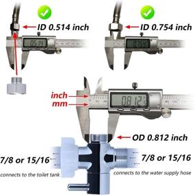 img 1 attached to 🚽 Chrome Finish Metal Bidet T Adapter with Filter Screen, 7/8 T Valve for Toilet Tee Connection, Shut Off Valve, and 1/2 or 3/8 Bidet Hose - 3 Way Diverter