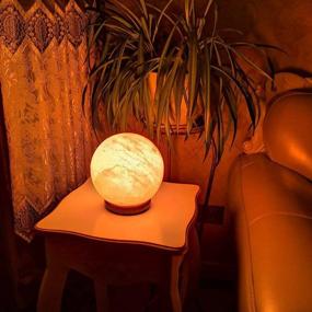 img 1 attached to 🎁 Pursalt Large Hand Carved Pink Crystal Rock Salt Lamp with Taly Wood Base - 6 inches/15cm - Perfect Christmas Gift, Home Décor, Table Lamp - Includes Extra 2 Replacement Bulbs and Globe