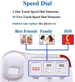 img 1 attached to Senior-Friendly Big Button Corded Phone with 3 One-Touch Speed Dial - HePesTer P-45 Picture Care Phone with Memory Protection, Wall Mount Option, and SOS Emergency Features