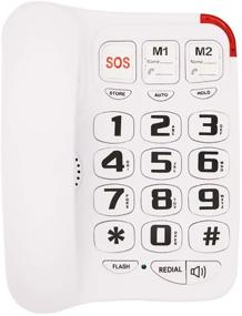img 4 attached to Senior-Friendly Big Button Corded Phone with 3 One-Touch Speed Dial - HePesTer P-45 Picture Care Phone with Memory Protection, Wall Mount Option, and SOS Emergency Features