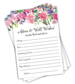 img 1 attached to 💐 Floral Watercolor Wedding Advice and Well Wishes - Vintage Rustic Guest Book Alternative with Roses, Peonies - 50 Cards Included