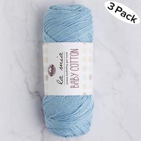 img 1 attached to 🧶 La Mia Baby 3 Skein Cotton Yarn - 10.5 Oz in total, 3.5 oz (100g) / 218yd (200m) Each, Medium Weight, Worsted, Ultra Soft - Ideal for Baby and Amigurumi Projects - Blue (L041)