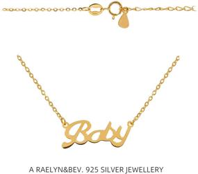 img 3 attached to 💖 18-Inch Gold Plated S925 Sterling Silver Necklace for Women and Girls - Raelyn&BABY/ANGEL Word Pendant