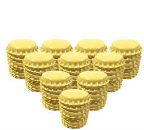 img 4 attached to HAWORTHS 100 PCS Double-Sided Printed Crown Bottle Caps for Hair Bows, DIY Pendants or Craft Scrapbooks - Yellow