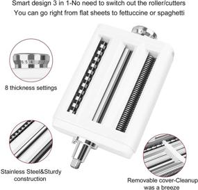 img 2 attached to 🍝 Leixe 3-in-1 Pasta Maker Attachment Set for KitchenAid Stand Mixers: Pasta Roller, Spaghetti Cutter, and Fettuccine Cutter - Durable Pasta Attachments for KitchenAid