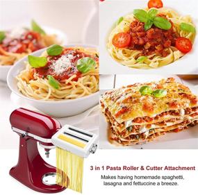 img 3 attached to 🍝 Leixe 3-in-1 Pasta Maker Attachment Set for KitchenAid Stand Mixers: Pasta Roller, Spaghetti Cutter, and Fettuccine Cutter - Durable Pasta Attachments for KitchenAid