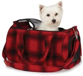 img 1 attached to Small Red Pet Buffalo Plaid Carrier - East Side Collection Polyester and Wool