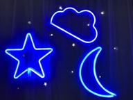 🌙 blue led neon wall decor with cloud, star, and moon art – perfect for bedroom, christmas party – battery/usb powered логотип