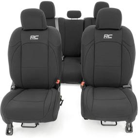 img 1 attached to 🚙 2020 Jeep Gladiator Neoprene Seat Covers - Rough Country 91034, Black (No Cup Holder)