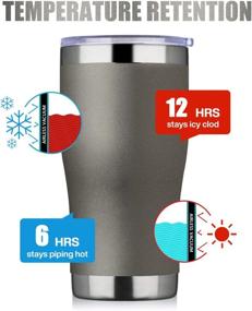 img 3 attached to 🥤 MEWAY 20oz Stainless Steel Tumblers 2-Pack Bulk, Vacuum Insulated Coffee Cup with Lid, Double Wall Powder Coated Travel Mug Gift, Thermal Cups Keep Drinks Cold & Hot - Cold Gray, Set of 2