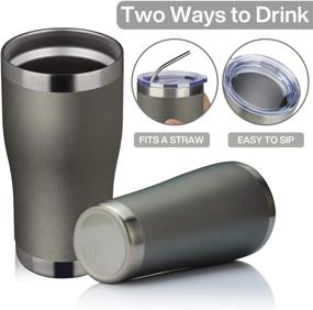 img 2 attached to 🥤 MEWAY 20oz Stainless Steel Tumblers 2-Pack Bulk, Vacuum Insulated Coffee Cup with Lid, Double Wall Powder Coated Travel Mug Gift, Thermal Cups Keep Drinks Cold & Hot - Cold Gray, Set of 2