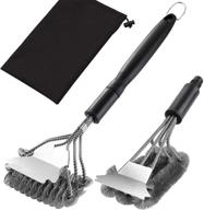 🔥 grilljoy grill brush with scraper: 18 inch two kinds of exchangeable brush head in a carrying bag - safe wire stainless steel bbq brush for gas/charcoal grilling grates logo