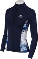 👫 his and her matching uv sun protection rash guard: navy slim fit zip up long sleeve - product #221 jg logo