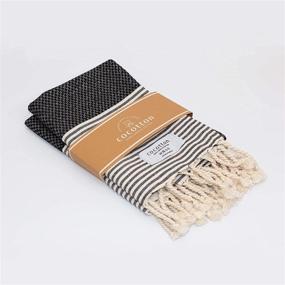 img 2 attached to 🖤 COCOTTON Boho Striped Turkish Hand Towels Set: 2-Pack Decorative Farmhouse Towels, 100% Cotton, Quick-Dry, 16x40 Inches, Ideal for Bathroom, Hair, Face, Gym, Yoga, Dishcloth, Tea, Kitchen (Black)