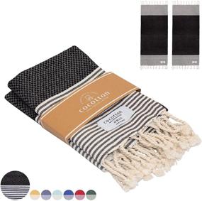 img 3 attached to 🖤 COCOTTON Boho Striped Turkish Hand Towels Set: 2-Pack Decorative Farmhouse Towels, 100% Cotton, Quick-Dry, 16x40 Inches, Ideal for Bathroom, Hair, Face, Gym, Yoga, Dishcloth, Tea, Kitchen (Black)