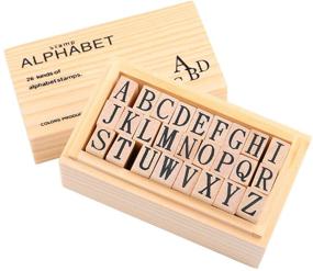 img 4 attached to Vintage Wooden Rubber Stamp Alphabet Set - 26 Pcs Capital Letter Stamps for DIY Crafts, Card Making, and Scrapbooking