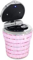 pink bling bling diamond car ashtray cylinder cup holder with led lamp - effective smoke remover for auto cigarette odor logo