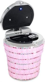 img 4 attached to Pink Bling Bling Diamond Car Ashtray Cylinder Cup Holder with LED Lamp - Effective Smoke Remover for Auto Cigarette Odor