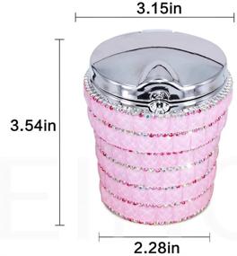 img 1 attached to Pink Bling Bling Diamond Car Ashtray Cylinder Cup Holder with LED Lamp - Effective Smoke Remover for Auto Cigarette Odor