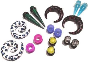 img 1 attached to 💎 Zaya Body Jewelry Assortment: 8 Pairs of Ear Plugs, Tapers, Spirals, Tunnels & Gauges - Sizes 8g-5/8