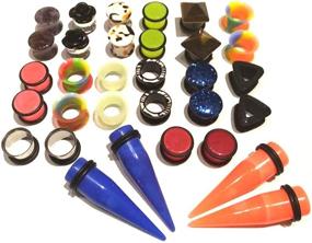img 4 attached to 💎 Zaya Body Jewelry Assortment: 8 Pairs of Ear Plugs, Tapers, Spirals, Tunnels & Gauges - Sizes 8g-5/8