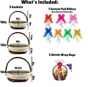 img 3 attached to 🍷 Trebisky Wicker Basket with Cello Wrap: The Ultimate DIY Gift Set for Wine, Picnics, and More! (Brown 3PK)