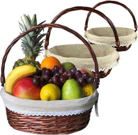 img 4 attached to 🍷 Trebisky Wicker Basket with Cello Wrap: The Ultimate DIY Gift Set for Wine, Picnics, and More! (Brown 3PK)