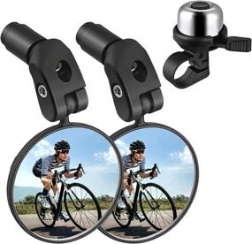 img 4 attached to 🚲 Enhance Your Safety with Zacro Bike Mirror - 2pcs Handlebar Mount Rear View Mirrors & Aluminum Bike Bell for Mountain Road Cycling