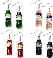 💦 bohemian water bottle earrings for women - trendy 4-pair set of lightweight acrylic dangle drops - unique jewelry gifts for girls logo