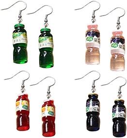 img 4 attached to 💦 Bohemian Water Bottle Earrings for Women - Trendy 4-Pair Set of Lightweight Acrylic Dangle Drops - Unique Jewelry Gifts for Girls