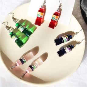 img 1 attached to 💦 Bohemian Water Bottle Earrings for Women - Trendy 4-Pair Set of Lightweight Acrylic Dangle Drops - Unique Jewelry Gifts for Girls