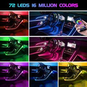 img 3 attached to Салонные светодиодные подсветки Sumkyle Car Interior Lights 72 LED - управление через приложение и пульт, 16 млн цветов в режиме синхронизации с музыкой, 4-линейный дизайн RGB-подсветки под панелью приборов с автомобильным зарядным устройством - автомобильный аксессуар.