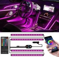 sumkyle car interior lights 72 led - app & remote control, 16m colors music sync, 4-line design rgb under dash led lights with car charger - car accessory logo