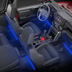 img 1 attached to Салонные светодиодные подсветки Sumkyle Car Interior Lights 72 LED - управление через приложение и пульт, 16 млн цветов в режиме синхронизации с музыкой, 4-линейный дизайн RGB-подсветки под панелью приборов с автомобильным зарядным устройством - автомобильный аксессуар.